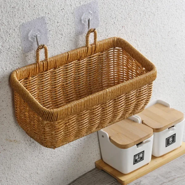 Wall Hanging Storage Basket Container Decorative Basket Hand Woven Kitchen Storage Basket for Garden Flower Pot Living Room 5