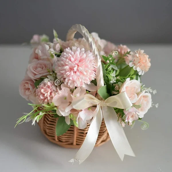 Woven Flower Basket Rattan Storage Basket Flower Girl Hand Basket Handmade Flower Basket For Home Wedding Decor 3