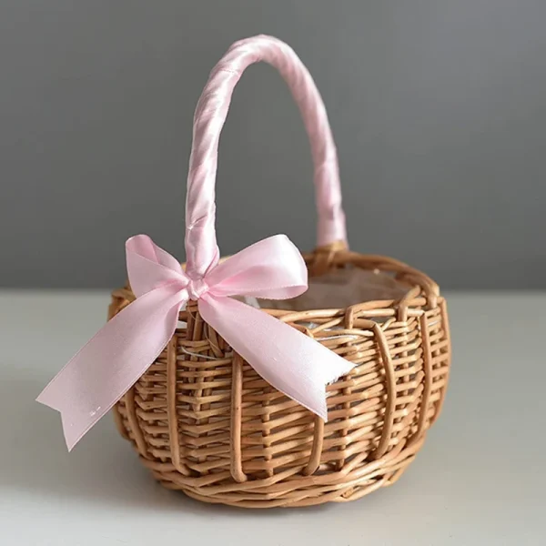 Woven Flower Basket Rattan Storage Basket Flower Girl Hand Basket Handmade Flower Basket For Home Wedding Decor 4