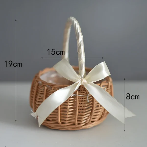 Woven Flower Basket Rattan Storage Basket Flower Girl Hand Basket Handmade Flower Basket For Home Wedding Decor 5