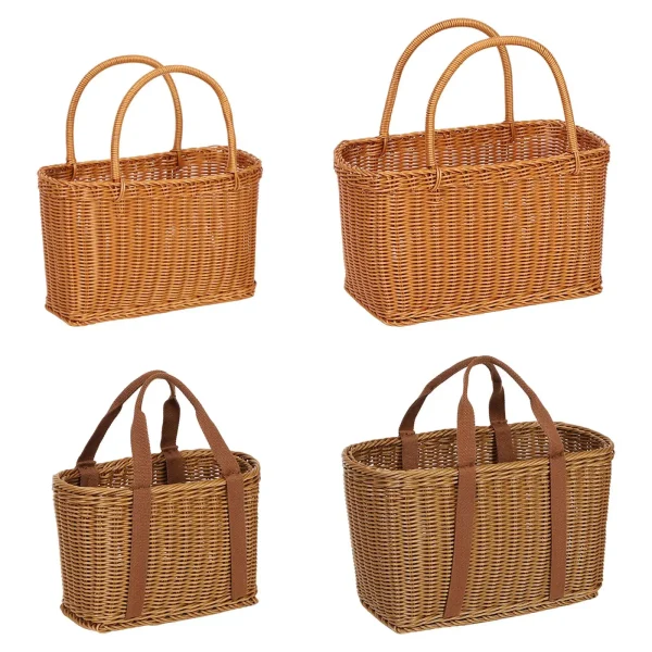 Handmade Storage Baskets Picnic Basket Imitation Rattan Household Decoration Simple and Practical for Gardening Versatile 2