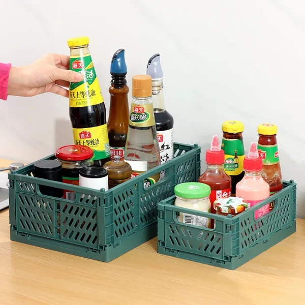 Foldable Storage Basket Wardrobe Organizer Box Kitchen Bathroom Accessories Gadgets For Clothes Toy Spices Condiments Vegetables 2