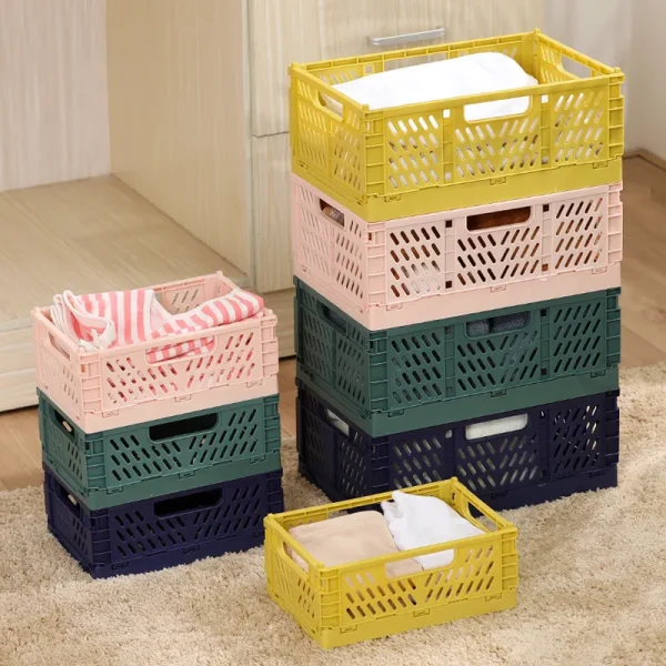 Foldable Storage Basket Wardrobe Organizer Box Kitchen Bathroom Accessories Gadgets For Clothes Toy Spices Condiments Vegetables 5