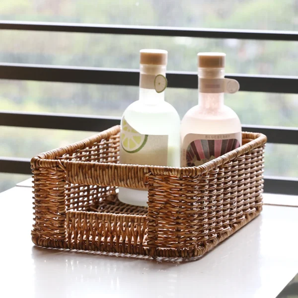 Woven Baskets for Storage Household Picnic Basket Storage Platters for Snacks Perfume Sundries Breakfast Drinks and Food 4