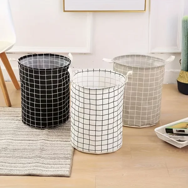 Round Dirty Clothes Basket Portable Fabric Laundry Hamper Foldable Waterproof Dustproof Multifunctional Storage Bucket Sundries 2