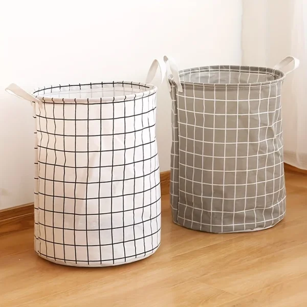 Round Dirty Clothes Basket Portable Fabric Laundry Hamper Foldable Waterproof Dustproof Multifunctional Storage Bucket Sundries 3