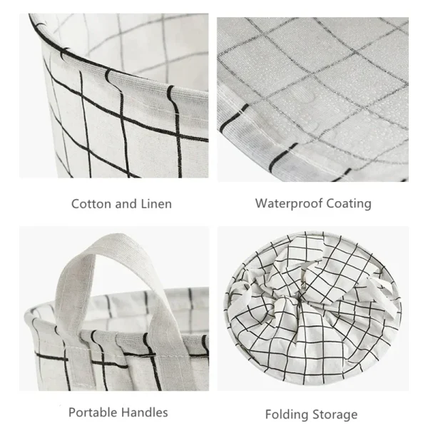 Round Dirty Clothes Basket Portable Fabric Laundry Hamper Foldable Waterproof Dustproof Multifunctional Storage Bucket Sundries 5