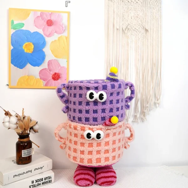 Cotton Rope Woven Storage Basket Cartoon Big Foot Little Monster Storage Basket Snacks and Toys Storage Bag Cute Home Decor 2