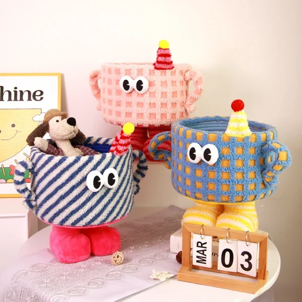 Cotton Rope Woven Storage Basket Cartoon Big Foot Little Monster Storage Basket Snacks and Toys Storage Bag Cute Home Decor 5