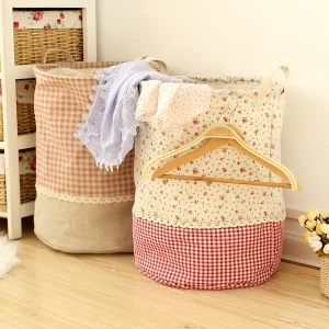 Zakka 3 Sizes The beam port Linen Multi-function Handle Stackable storage barrel Laundry basket Toy Storage box storage basket 1