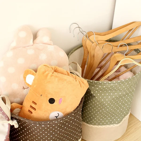 Zakka 3 Sizes The beam port Linen Multi-function Handle Stackable storage barrel Laundry basket Toy Storage box storage basket 3