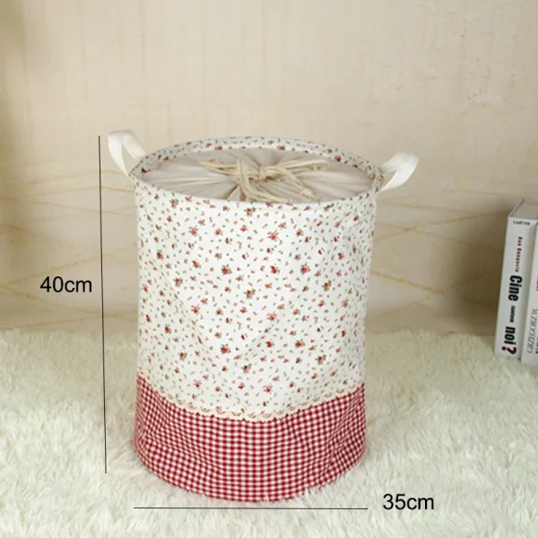 Zakka 3 Sizes The beam port Linen Multi-function Handle Stackable storage barrel Laundry basket Toy Storage box storage basket 6