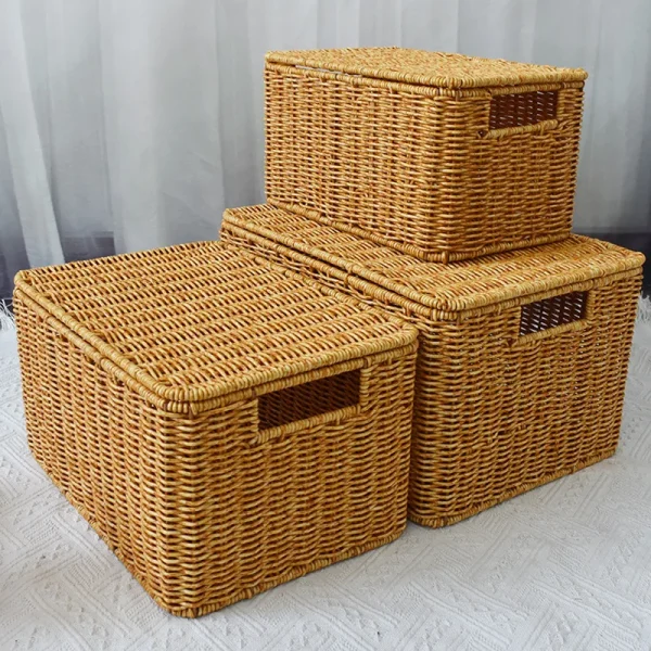 Rattan woven oversized storage box Household box Sorting clothes quilts large capacity dormitory storage box Laundry Baskets 1