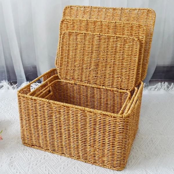 Rattan woven oversized storage box Household box Sorting clothes quilts large capacity dormitory storage box Laundry Baskets 3