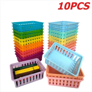 10Pack Mini Storage Baskets, Colorful Organizer Trays,Small Desk Caddy for Stationery,Suitable for Home,Office,School,Drawer Use 1