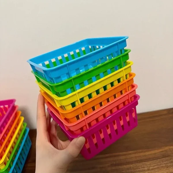 10Pack Mini Storage Baskets, Colorful Organizer Trays,Small Desk Caddy for Stationery,Suitable for Home,Office,School,Drawer Use 2