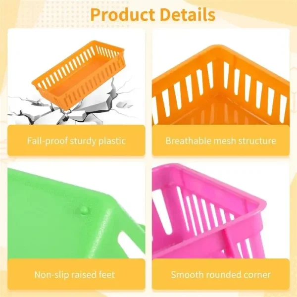 10Pack Mini Storage Baskets, Colorful Organizer Trays,Small Desk Caddy for Stationery,Suitable for Home,Office,School,Drawer Use 3