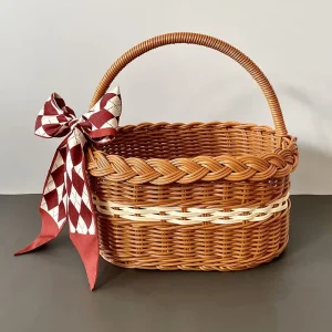 Large Shopping Baskets Fruit Vegetable Storage Basket with Handle Laundry Clothes Baskets Rattan Basket 1