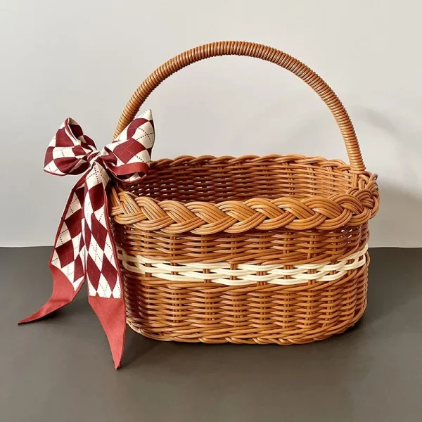 Large Shopping Baskets Fruit Vegetable Storage Basket with Handle Laundry Clothes Baskets Rattan Basket 1