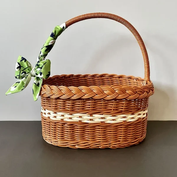 Large Shopping Baskets Fruit Vegetable Storage Basket with Handle Laundry Clothes Baskets Rattan Basket 2