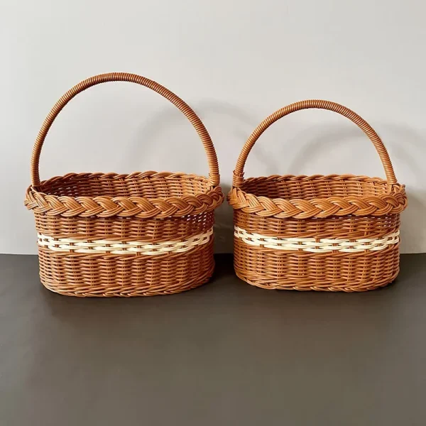 Large Shopping Baskets Fruit Vegetable Storage Basket with Handle Laundry Clothes Baskets Rattan Basket 3
