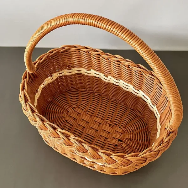 Large Shopping Baskets Fruit Vegetable Storage Basket with Handle Laundry Clothes Baskets Rattan Basket 4