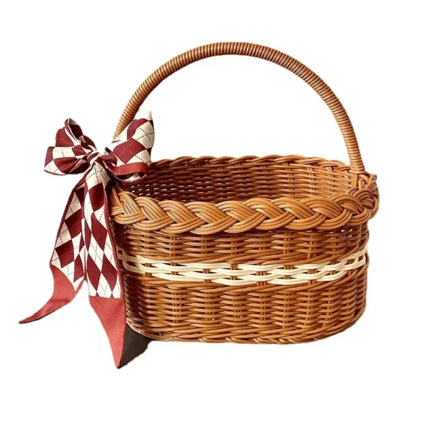Large Shopping Baskets Fruit Vegetable Storage Basket with Handle Laundry Clothes Baskets Rattan Basket 5