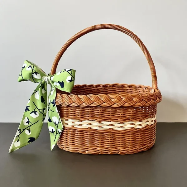 Large Shopping Baskets Fruit Vegetable Storage Basket with Handle Laundry Clothes Baskets Rattan Basket 6
