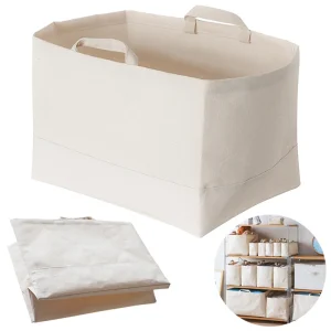 1/3/5PCS Foldable Sundry Storage Basket Canvas Clothes Storage Basket Large Portable Toy Storage Basket White Handheld Organizer 1