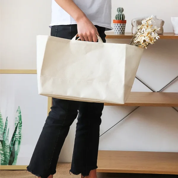 1/3/5PCS Foldable Sundry Storage Basket Canvas Clothes Storage Basket Large Portable Toy Storage Basket White Handheld Organizer 4