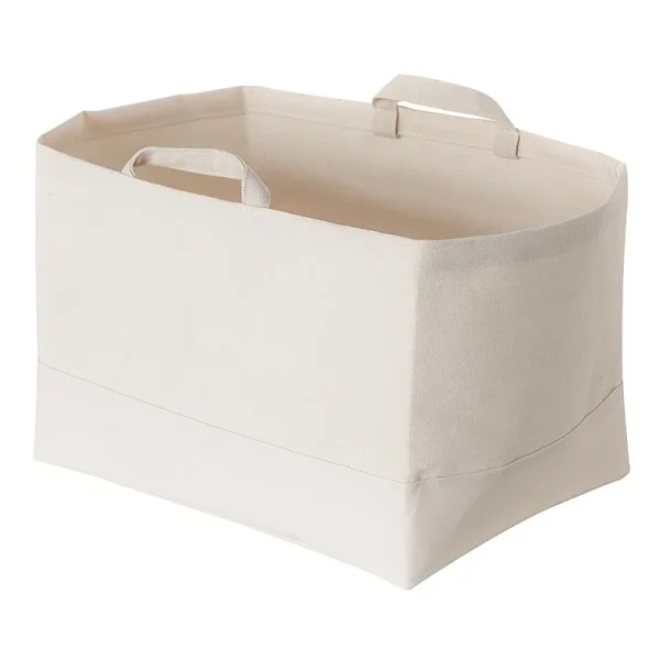 1/3/5PCS Foldable Sundry Storage Basket Canvas Clothes Storage Basket Large Portable Toy Storage Basket White Handheld Organizer 6