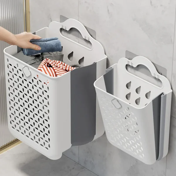 Folding Bathroom Laundry Basket Wall-mounted Dirty Clothes Storage Basket Household Laundry Bag Laundry Organizer Dropshipping 4