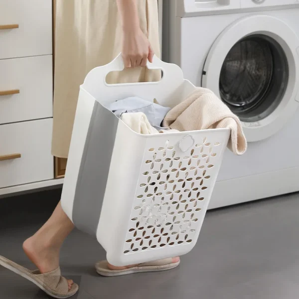 Folding Bathroom Laundry Basket Wall-mounted Dirty Clothes Storage Basket Household Laundry Bag Laundry Organizer Dropshipping 5
