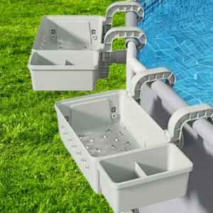 Swimming Pool Storage Basket with Cup Holders Top Rails Ground Pool Storage Basket Swimming Pool Hanging Storage Accessories 1