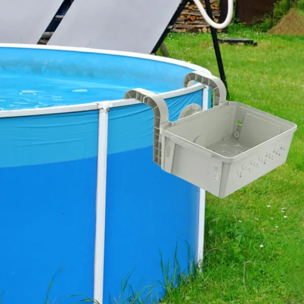 Swimming Pool Storage Basket with Cup Holders Top Rails Ground Pool Storage Basket Swimming Pool Hanging Storage Accessories 2