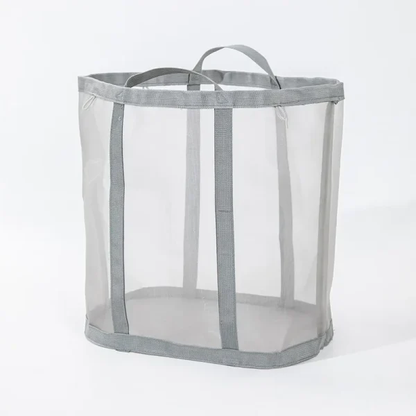 1PCS Large Capacity Nylon Dirty Mesh Laundry Hamper - Portable Wall-Mountable Bathroom Laundry Basket for Home Use 5