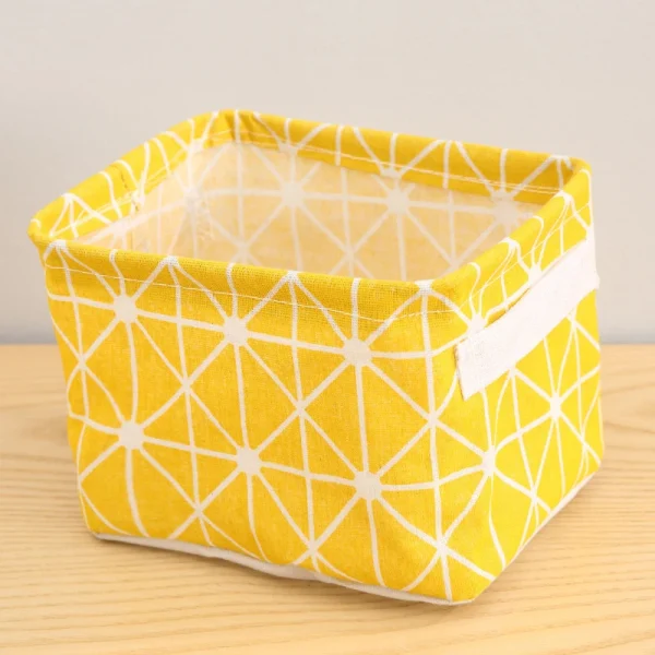 1PC Cotton and Hemp Storage Basket with Handheld Printed Tabletop, Miscellaneous Sorting Cabinet, Small Clothing, Fabric Storage 6