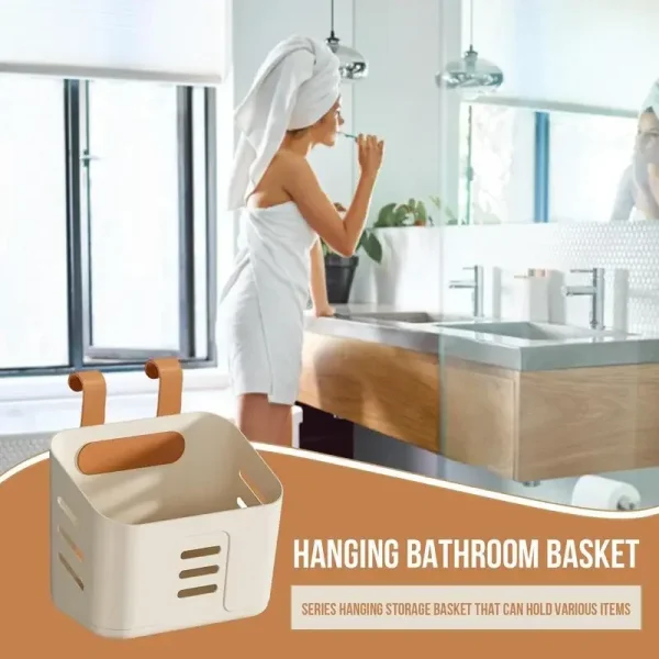 Wall Hanging Shower Toiletries Hanging Basket Bathroom Plastic Makeup Organizer Bathroom Toilet Drainer Bucket Storage Holder 3