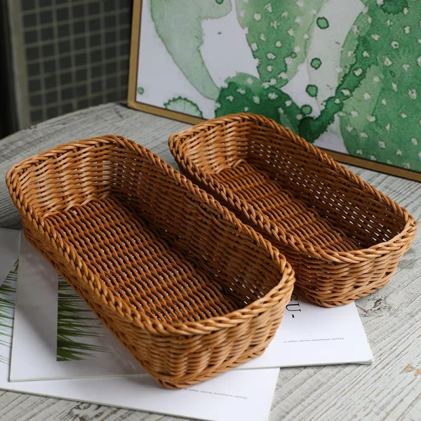 Imitation Rattan Hotel Restaurant Knife And Fork Basket Chopstick Storage Box Seasoning Jar Storage Basket Woven Basket 2