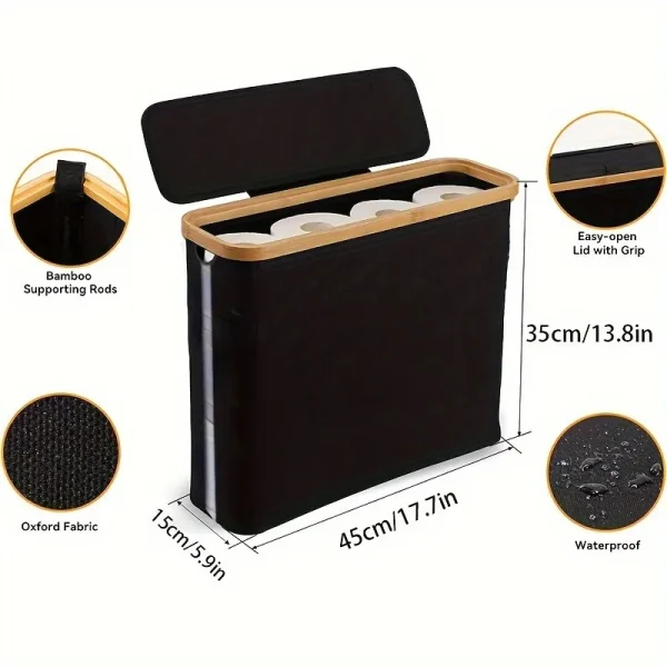 Bathroom Toilet Paper Storage Basket Bath Organizer with Lid Visible Tissue Holder for Bathroom Accessories Waterproof Design 2