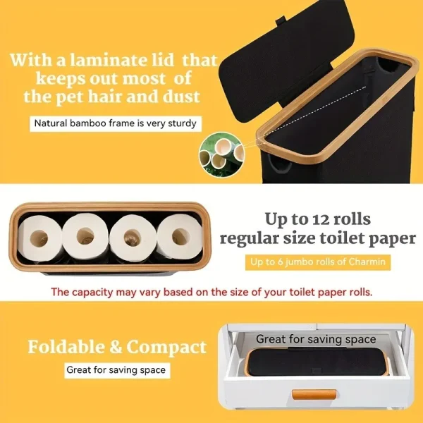 Bathroom Toilet Paper Storage Basket Bath Organizer with Lid Visible Tissue Holder for Bathroom Accessories Waterproof Design 4