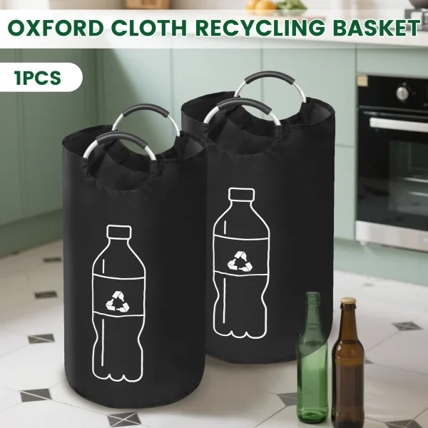 82/115L Empty Bottle Storage Basket Folding Kitchen Wastewater Bottle Collector Bag with Aluminum Handle Large Capacity Bin 2
