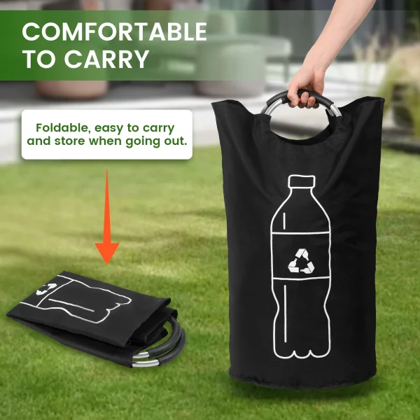 82/115L Empty Bottle Storage Basket Folding Kitchen Wastewater Bottle Collector Bag with Aluminum Handle Large Capacity Bin 4