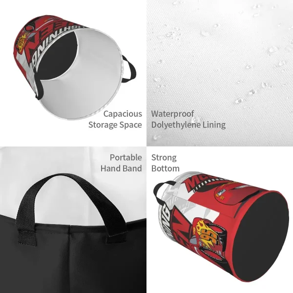 Custom Lightning McQueen Cartoon Laundry Basket Collapsible Clothes Hamper for Baby Kids Toys Storage Bag 4