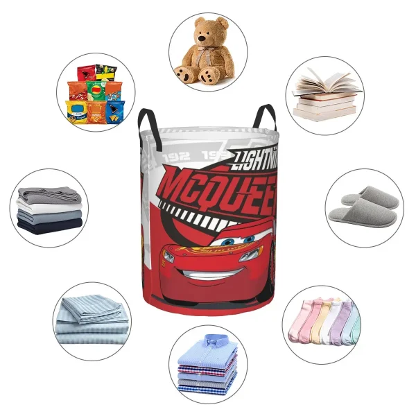 Custom Lightning McQueen Cartoon Laundry Basket Collapsible Clothes Hamper for Baby Kids Toys Storage Bag 5