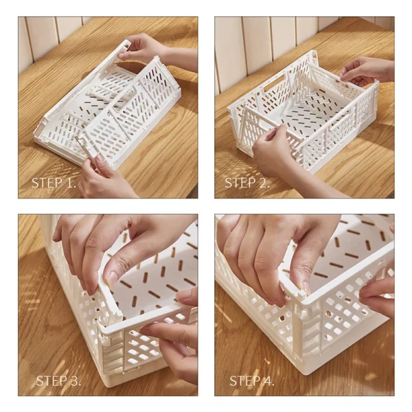 Plastic Foldable Storage Crate Folding Box Basket Stackable Cute Makeup Jewellery Toys Boxes Storage Kitchen Organizer Portable 4
