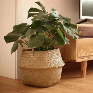Seaweed Wicker Basket Rattan Hanging Flowerpot  Dirty Clothes    Storage    WF1015 1
