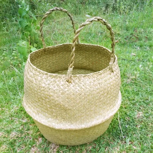 Seaweed Wicker Basket Rattan Hanging Flowerpot  Dirty Clothes    Storage    WF1015 3