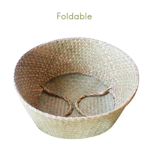 Seaweed Wicker Basket Rattan Hanging Flowerpot  Dirty Clothes    Storage    WF1015 5