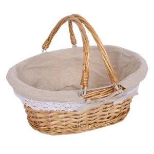 Rattan Woven Basket Woven Basket Folding Handle Portable Eco Friendly Rattan Picnic Basket for Bathroom Gift Woven Picnic Basket 1